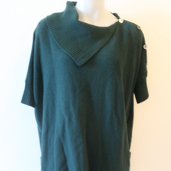 WOMENS GUIDO LOMBARDI GREEN WOOL CASHMERE BLEND SHORT SLEEVE SWEATER S * - Picture 5 of 14